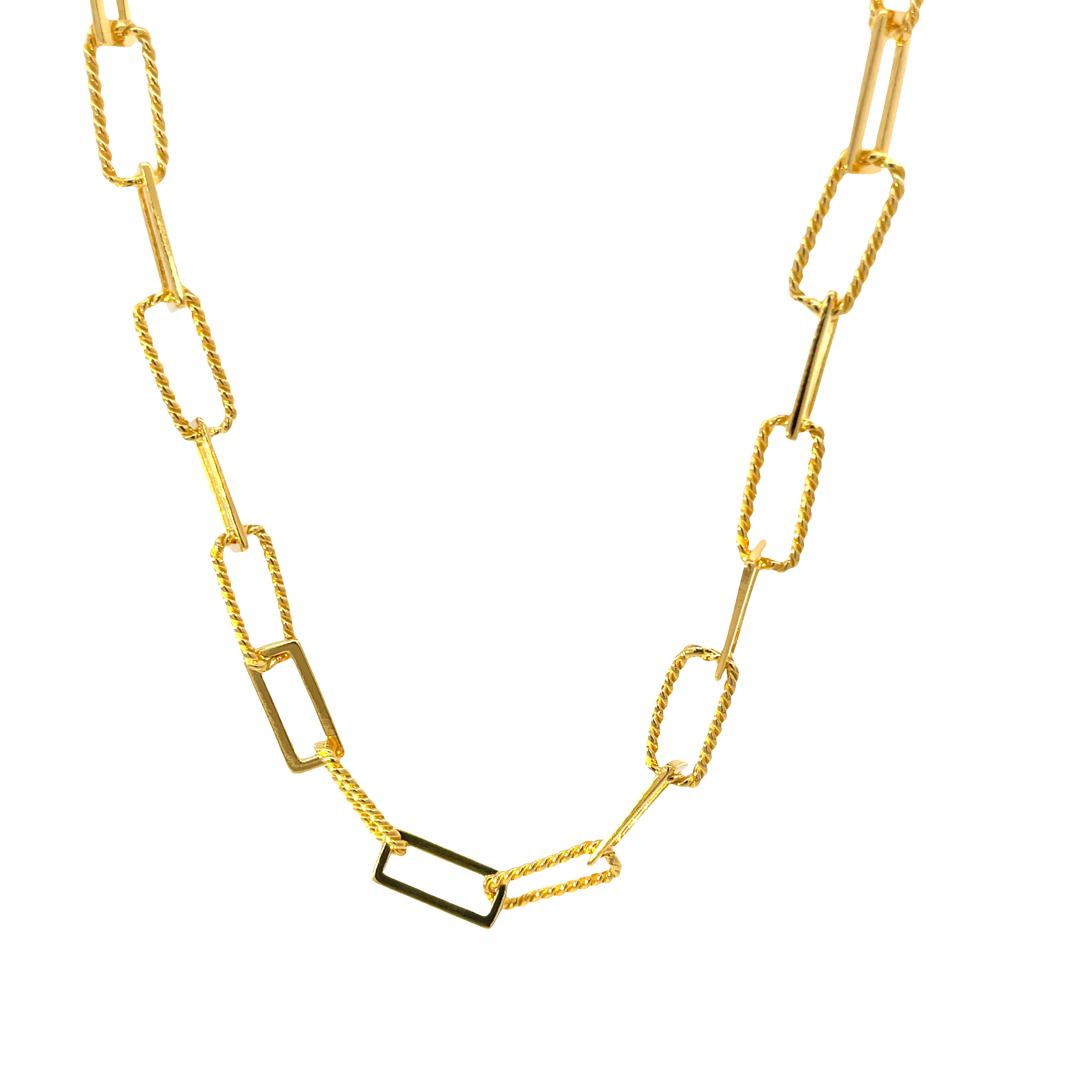Paper clip necklace with gold finish